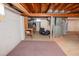 Unfinished basement with storage area and HVAC system at 2129 Woodcrest Rd, Indianapolis, IN 46227