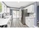 Updated kitchen features stainless steel appliances and white cabinets at 1136 W 35Th St, Indianapolis, IN 46208