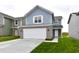 Two-story light blue house with white garage door at 11021 Underwood Ct, Indianapolis, IN 46235