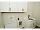 Bright laundry room with white cabinets and a utility sink at 2749 Stones Bay Dr, Greenwood, IN 46143