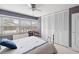 Bedroom with a metal bed frame and built-in closet at 3965 N Meridian St # Apt 2G, Indianapolis, IN 46208
