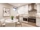 Modern kitchen with white cabinets, stainless steel appliances, and a breakfast bar at 501 S East St, Indianapolis, IN 46225
