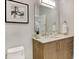 Elegant bathroom, featuring a vanity with granite countertop at 319 E 16Th St # 202, Indianapolis, IN 46202