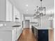 Spacious kitchen with white cabinets, hardwood floors, and a center island at 4212 Stone Lake Dr, Zionsville, IN 46077