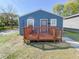 Newly built blue house with wood deck and porch at 3002 N Olney St, Indianapolis, IN 46218