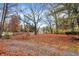 Autumn leaves cover the large backyard at 1311 Golden Hill Dr, Indianapolis, IN 46208