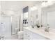 Double vanity bathroom with a large shower at 6941 E Bean Blossom Dr, Camby, IN 46113