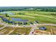 Aerial view of new homes in a neighborhood with pond and golf course at 6941 E Bean Blossom Dr, Camby, IN 46113