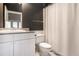 Simple bathroom with shower/tub combo and white vanity at 1336 Central Ave, Indianapolis, IN 46202