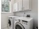 Bright laundry room with washer, dryer, and ample cabinet space at 1336 Central Ave, Indianapolis, IN 46202