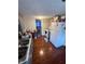 Efficient kitchen with gray cabinets, appliances, and wood floors at 3912 Terrace Ave, Indianapolis, IN 46203