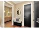 Stylish entryway with mirror and bench at 1 Virginia Ave # 703, Indianapolis, IN 46204