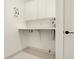Clean and functional laundry room with built in shelving at 877 N East St # 104, Indianapolis, IN 46202