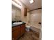 Clean bathroom with tub, shower, and updated vanity at 1096 Bumblebee Way, Greenfield, IN 46140