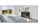 Bright bedroom with plush bed, dresser, and large window offering a view of the neighborhood at 3422 Wetherby Pl, Danville, IN 46122