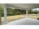 Covered back porch overlooking a grassy backyard with mature trees at 6272 Willow Branch Way, Plainfield, IN 46168