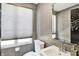 Contemporary bathroom with gray walls and cellular shades at 7775 Ridge Rd, Indianapolis, IN 46240