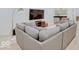 Finished basement with a sectional sofa and entertainment center at 1544 Hoyt Ave, Indianapolis, IN 46203