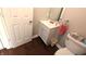Small bathroom with a single vanity and toilet at 7433 Prairie Lake Dr, Indianapolis, IN 46256
