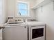 Laundry room with washer, dryer, and shelving at 805 Iowa St, Indianapolis, IN 46203