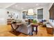 Open concept living room with hardwood floors and stylish furniture at 805 Iowa St, Indianapolis, IN 46203