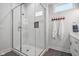 Large walk-in shower with subway tile and glass enclosure at 805 Iowa St, Indianapolis, IN 46203