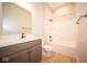 Clean bathroom with a bathtub, shower, toilet and vanity at 7936 Beaumont Green Pl, Indianapolis, IN 46250