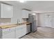 Updated kitchen with stainless steel appliances and butcher block countertops at 929 Olin Ave, Indianapolis, IN 46222