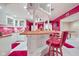 Basement bar with red walls and wooden countertop at 8292 S State Road 39 S Rd, Clayton, IN 46118