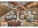 Open living area with log cabin details and lofted area at 2705 S 975 E, Zionsville, IN 46077