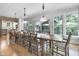 Open dining room with a large table and chairs, and views of the backyard at 2705 S 975 E, Zionsville, IN 46077