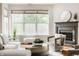 Bright living room features a fireplace, large windows, and comfortable seating at 8235 Ridge Valley Ct, Indianapolis, IN 46278