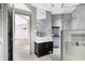 Basement bathroom with floating vanity and walk-in shower at 2929 Post Oak Ct, Westfield, IN 46074