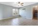 Light blue bedroom with a ceiling fan and window seat at 2929 Post Oak Ct, Westfield, IN 46074