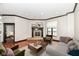 Spacious living room features hardwood floors, fireplace, and large windows at 350 N Meridian St # A301, Indianapolis, IN 46204