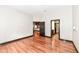 Hardwood floor bedroom with access to the kitchen and bathroom at 350 N Meridian St # A301, Indianapolis, IN 46204