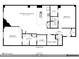 Floor plan showing a two-bedroom condo with kitchen, living room and bathrooms at 350 N Meridian St # A301, Indianapolis, IN 46204