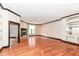 Living room with hardwood floors and a fireplace at 350 N Meridian St # A301, Indianapolis, IN 46204