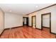 Bright bedroom with hardwood floors and access to bath and closet at 350 N Meridian St # A301, Indianapolis, IN 46204