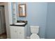 Bathroom with vanity, toilet, and built-in shelving at 278 N Mount St, Indianapolis, IN 46222