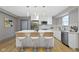 Modern kitchen with white cabinets, large island, and stainless steel appliances at 4513 Norwaldo Ave, Indianapolis, IN 46205