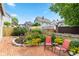 Brick patio with seating area and lush landscaping at 646 E 9Th St, Indianapolis, IN 46202