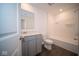 Clean bathroom with vanity, tub, and shower at 1402 Foxtail Ln, Greenwood, IN 46143