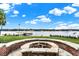 Brick firepit with stone seating, overlooking the lake at 9088 Nautical Watch Dr, Indianapolis, IN 46236