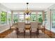Sun-drenched dining room featuring hardwood floors and chandelier at 2150 Washington St, Columbus, IN 47201