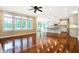 Open concept kitchen and living area with hardwood floors at 2150 Washington St, Columbus, IN 47201