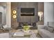 Elegant living room showcasing a modern fireplace and TV at 9760 Windy Hills Dr, Zionsville, IN 46077
