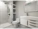 Modern bathroom with a walk-in shower and floating vanity at 441 W 86Th St, Indianapolis, IN 46260