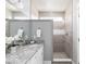 Bathroom with walk-in shower and granite vanity top at 437 W 86Th St, Indianapolis, IN 46260