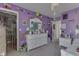 Purple bedroom with white dresser and mirror at 2277 Maple Stone Ln, Greenwood, IN 46143